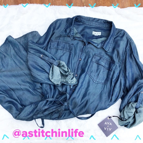 Ava & Viv Dresses & Skirts - NWT Ava & Viv Lightweight Denim Shirt Dress